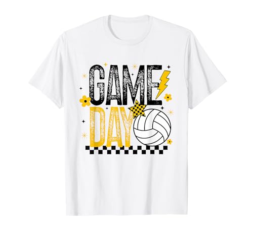 Volleyball Game Day Retro Mädchen Volleyball Mama Schwarz & Gold T-Shirt von Game Day T-Shirt Co.