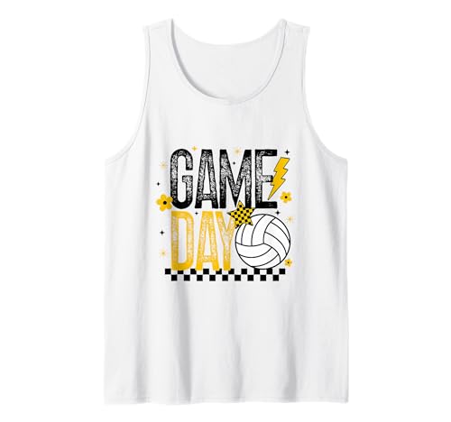 Volleyball Game Day Retro Mädchen Volleyball Mama Schwarz & Gold Tank Top von Game Day T-Shirt Co.