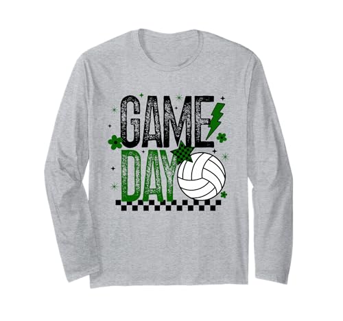Volleyball Game Day Retro Mädchen Volleyball Mom Grün & Schwarz Langarmshirt von Game Day T-Shirt Co.