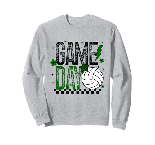 Volleyball Game Day Retro Mädchen Volleyball Mom Grün & Schwarz Sweatshirt von Game Day T-Shirt Co.