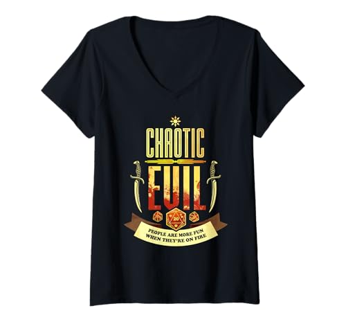 Damen Chaotic Evil D20 RPG Alignment Rollenspiel Gamer TTRPG T-Shirt mit V-Ausschnitt Damen Chaotic Evil D20 RPG Alignment Rollenspiel Gamer TTRPG T-Shirt mit V-Ausschnitt von Game Master Loot