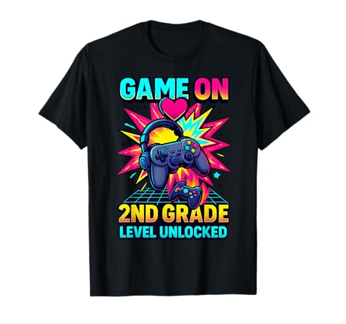 Game On Gamer-Schuldesign für Kinder in der 2. Klasse T-Shirt Game On Gamer-Schuldesign für Kinder in der 2. Klasse T-Shirt von Game On 2nd Grade Gamer Kids Tee Fun Play