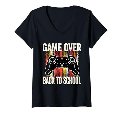 Damen Game Over Back to School Lustiger Gamer Erster Schultag T-Shirt mit V-Ausschnitt Damen Game Over Back to School Lustiger Gamer Erster Schultag T-Shirt mit V-Ausschnitt von Game Over Back to School Gamer Funny Gifts