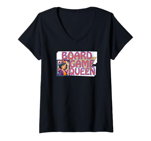 Damen Brettspiel Queen of Games Bingo Dice Poker Herrscher des T-Shirt mit V-Ausschnitt Damen Brettspiel Queen of Games Bingo Dice Poker Herrscher des T-Shirt mit V-Ausschnitt von Game Queen 1960