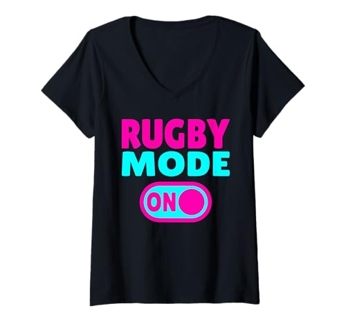 Damen Rugby Mode ON - Lustiges Rugby Spieler und Fan T-Shirt mit V-Ausschnitt Damen Rugby Mode ON - Lustiges Rugby Spieler und Fan T-Shirt mit V-Ausschnitt von Game Spirit Apparel