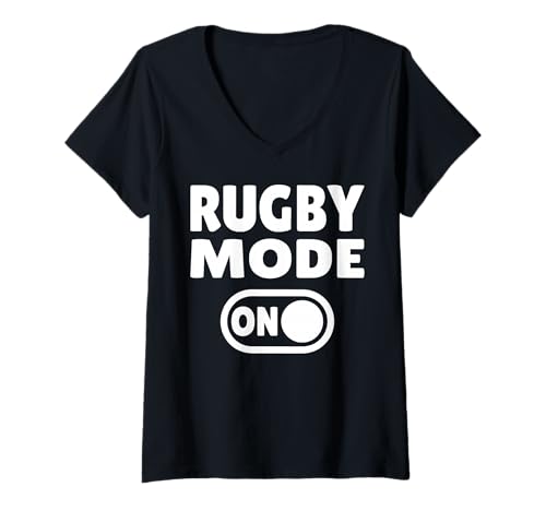 Damen Rugby Mode ON - Lustiges Rugby Spieler und Fan T-Shirt mit V-Ausschnitt Damen Rugby Mode ON - Lustiges Rugby Spieler und Fan T-Shirt mit V-Ausschnitt von Game Spirit Apparel