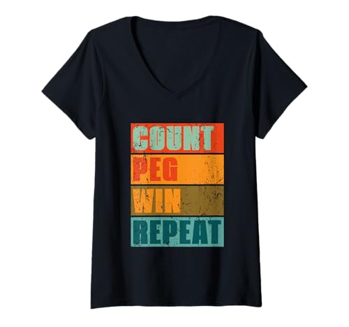 Damen Count Peg Win Repeat Grafik T-Shirt mit V-Ausschnitt Damen Count Peg Win Repeat Grafik T-Shirt mit V-Ausschnitt von Game Strategy Designs