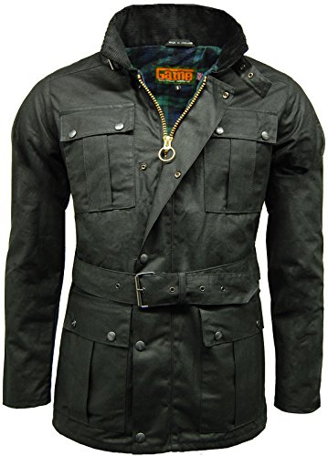 Game Herren-Biker-Jacke/Motorrad-Jacke mit Gürtel, Wachsjacke Gr. M, schwarz von Game Technical Apparel