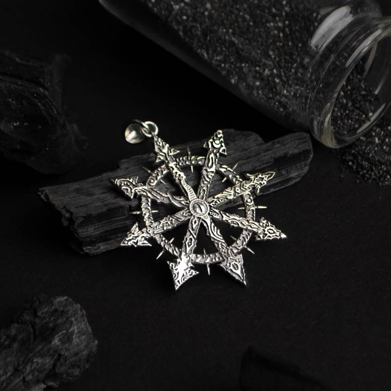 Sterling Silber Star Of Chaos Anhänger Gothic Larp Cosplay Schmuck von GameFanCraft
