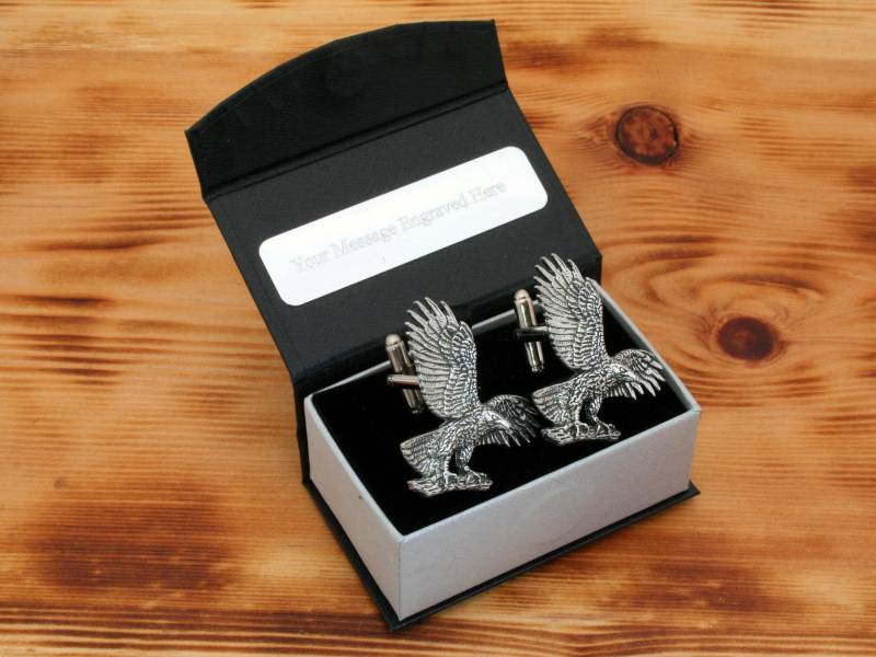 Adlerlandung Manschettenknöpfe Zinn Uk Handgefertigte Falknerei Vatertagsgeschenk 113 Cu von GamekeepersGifts