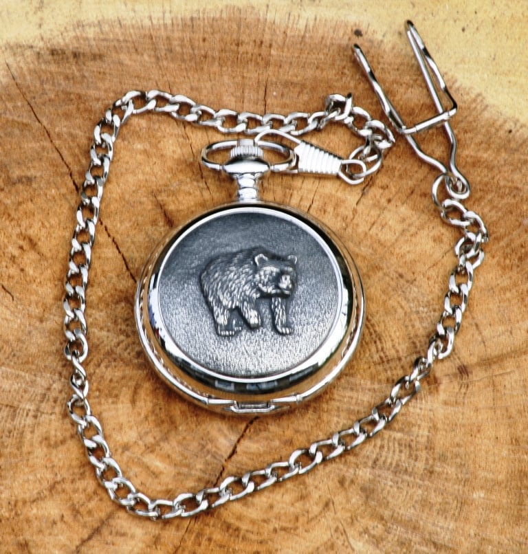 Bär Taschenuhr Sammler Pewter Graviert Vatertag Geschenk 026 Pw von GamekeepersGifts