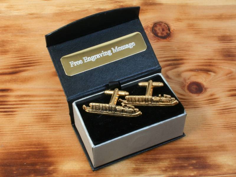 Barge Vergoldete Manschettenknöpfe Uk Handgemachte Schmale Boot Kanal Fluss Vatertag Geschenk Custom Box von GamekeepersGifts