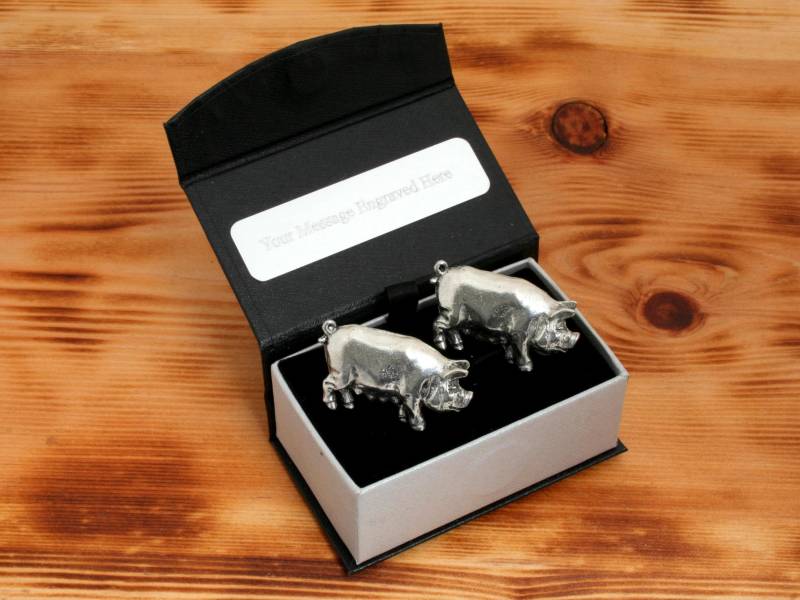 Bauernhof Schwein Manschettenknöpfe Zinn Uk Handmade Farming Vatertag Geschenk 272 Cu von GamekeepersGifts