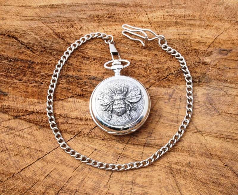 Bumble Bee Design Taschenuhr Zinn Vatertag Geschenk Boxed Personalisierte Kostenlose Gravur Imker Pw von GamekeepersGifts