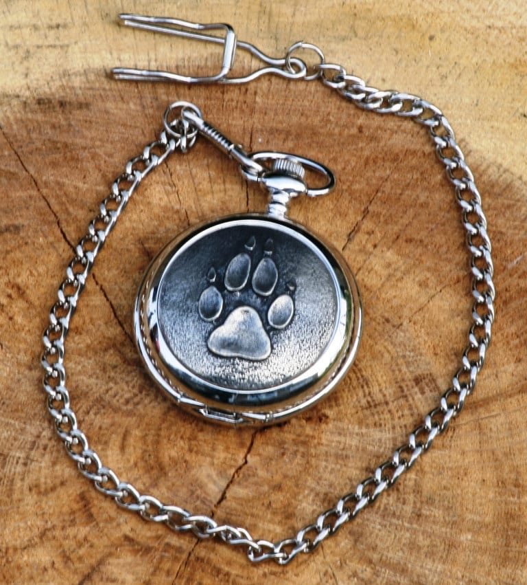 Coyote Dog Paw Taschenuhr Sammler Zinn Graviert Vatertagsgeschenk 401 Pw von GamekeepersGifts