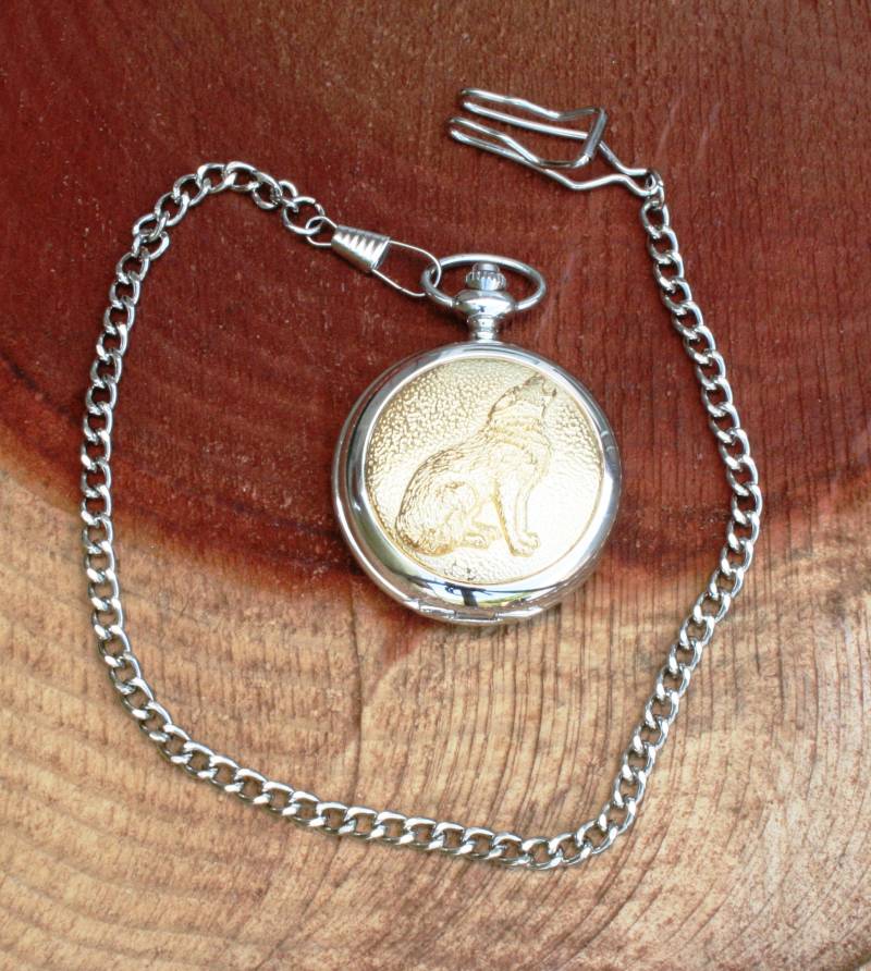 Coyote Hund Sitzende Taschenuhr Vergoldet Vatertag Geschenk Boxed Personalisierte Freie Gravur 399 Pw von GamekeepersGifts