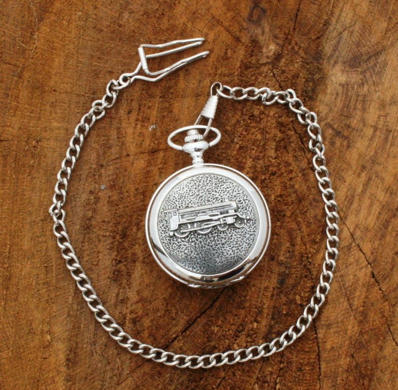 Dampfzug-Lokomotive Design Taschenquarzuhr Zinn Gratis Graviert Vatertagsgeschenk Box Beruf Pw von GamekeepersGifts