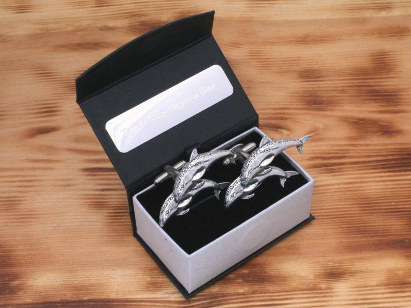 Delphin Manschettenknöpfe Zinn Uk Handarbeit Marine Natur Sealife Vatertag Geschenk Cu von GamekeepersGifts