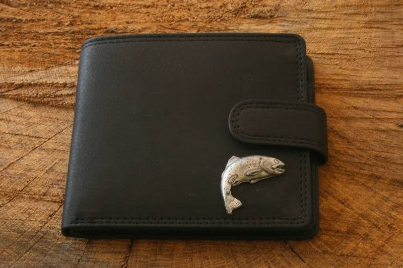 Forelle Fischleder Brieftasche Braun Oder Schwarz Leder Angeln Vatertag Geschenk 378 Wch von GamekeepersGifts
