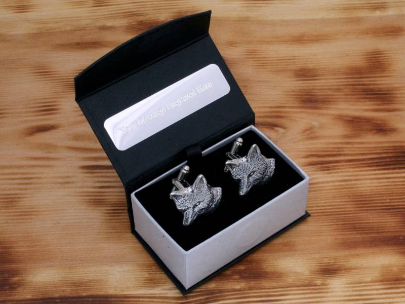 Fox Head Manschettenknöpfe Zinn Uk Handmade Countryside Jagd Vatertagsgeschenk 141 Cu von GamekeepersGifts