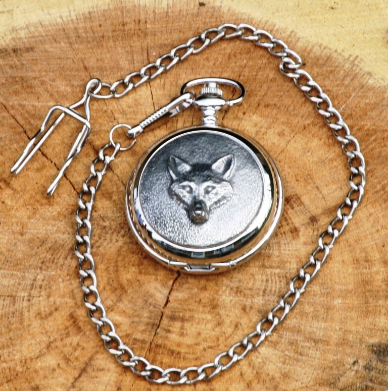 Fuchs Taschenuhr Zinn Mit Gravur Vatertag Geschenk Pw von GamekeepersGifts