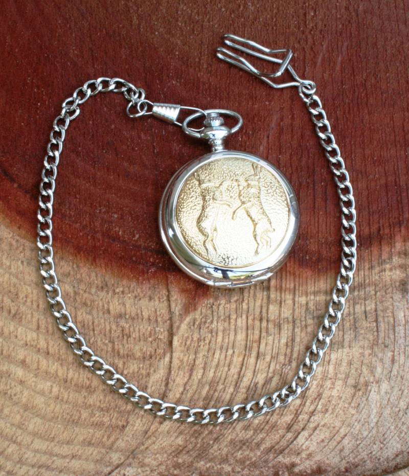 Hasen Boxen Tanzend Taschenuhr Vergoldet Vatertag Geschenk Boxed Personalisierte Gravur Pw von GamekeepersGifts