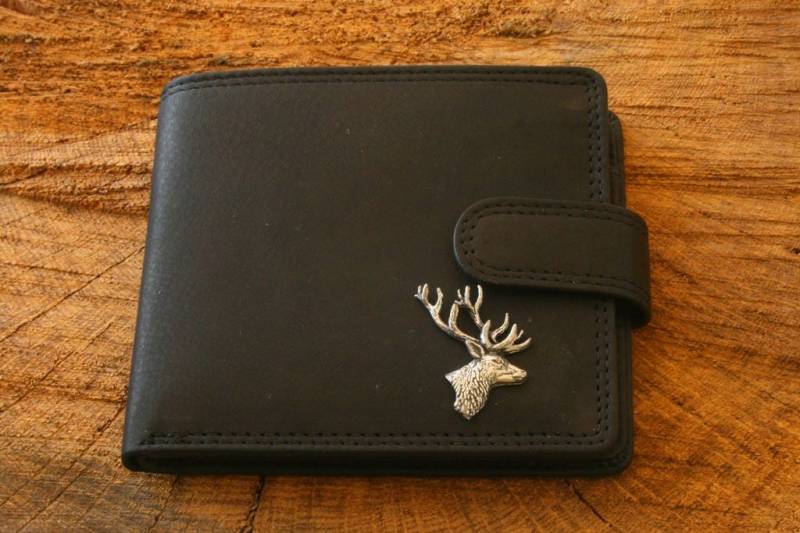 Hirschkopf Leder Geldbörse Braun Oder Schwarz Hirsch Jagd Vatertag Geschenk 347 Wch von GamekeepersGifts