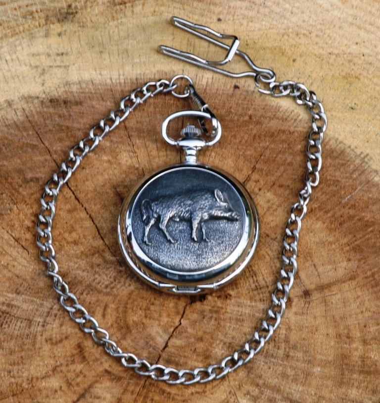 Hog Wildschwein Taschenuhr Englisch Pewter Graviert Vatertag Geschenk 035 Pw von GamekeepersGifts