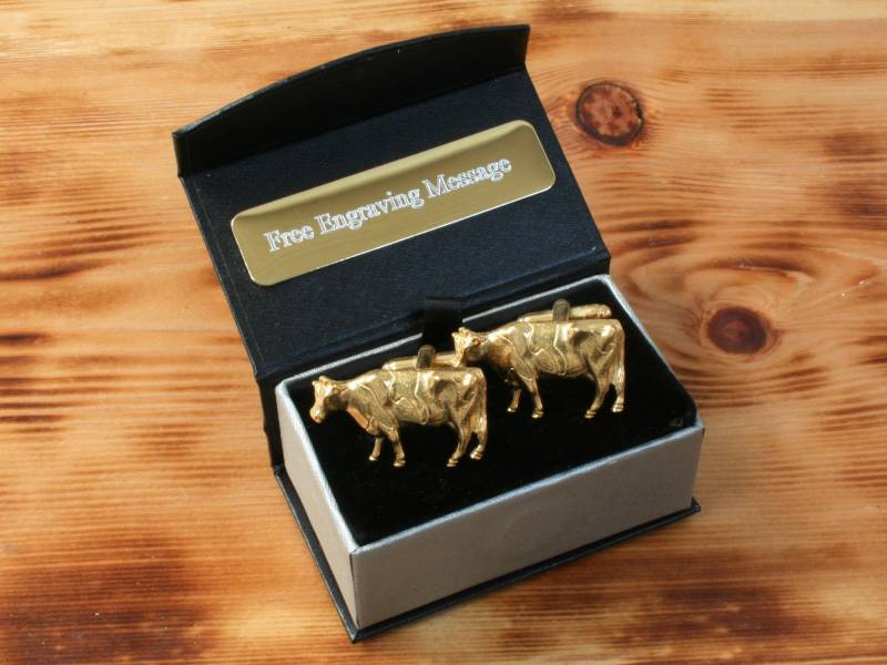 Milchkuh Vergoldet Manschettenknöpfe Uk Handmade Farming Farm Weihnachtsgeschenk Custom Box von GamekeepersGifts