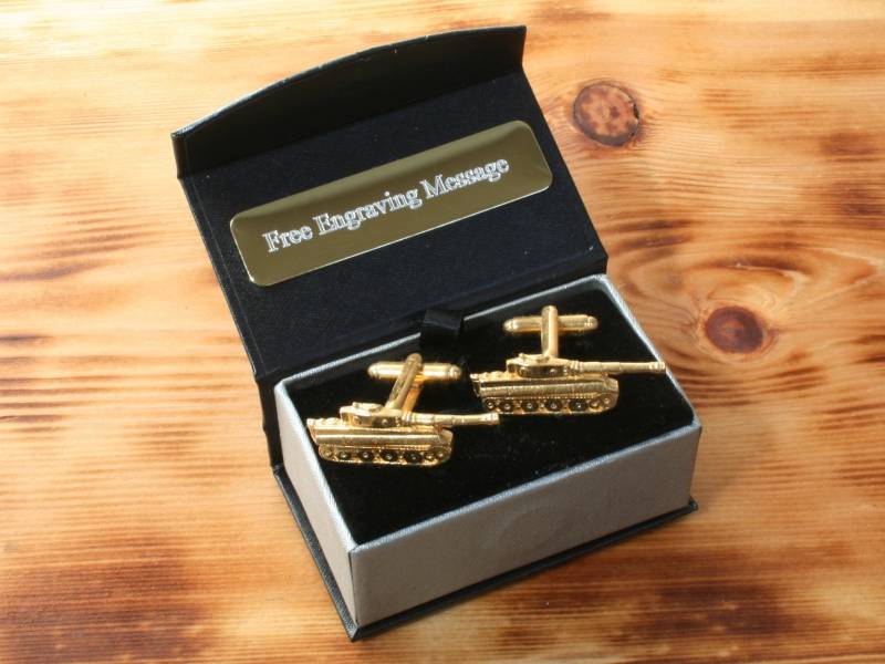 Panzer Tank Vergoldete Manschettenknöpfe Uk Handgemachte Militär Ww2 Vatertagsgeschenk Custom Box von GamekeepersGifts