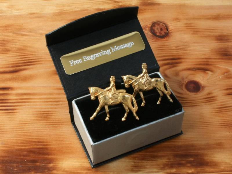 Pferd Dressur Vergoldet Manschettenknöpfe Uk Handgemachte Reiter Vatertag Geschenk Box von GamekeepersGifts