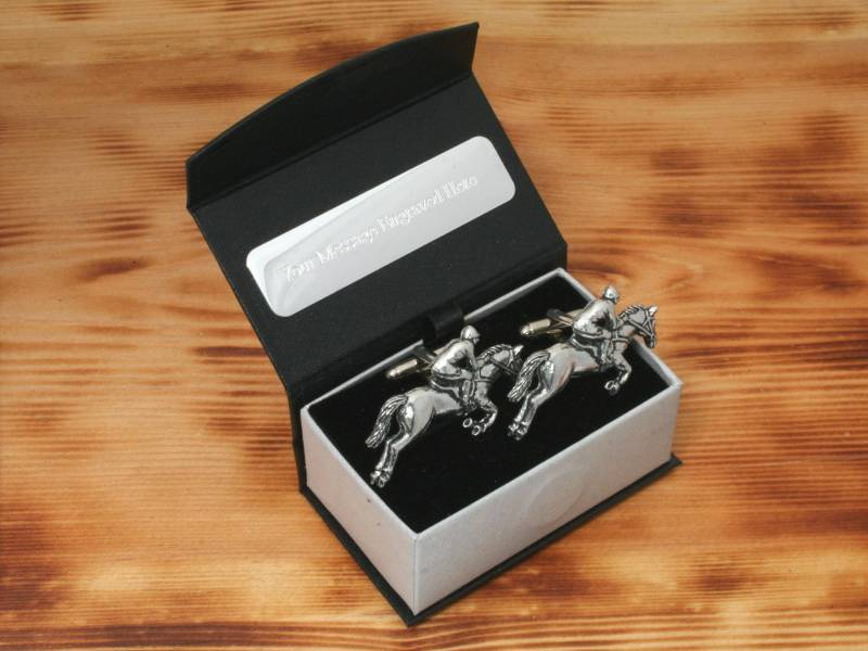 Pferd Vielseitigkeit Manschettenknöpfe Zinn Uk Handgemachtes Reiter Vatertagsgeschenk 183 Cu von GamekeepersGifts