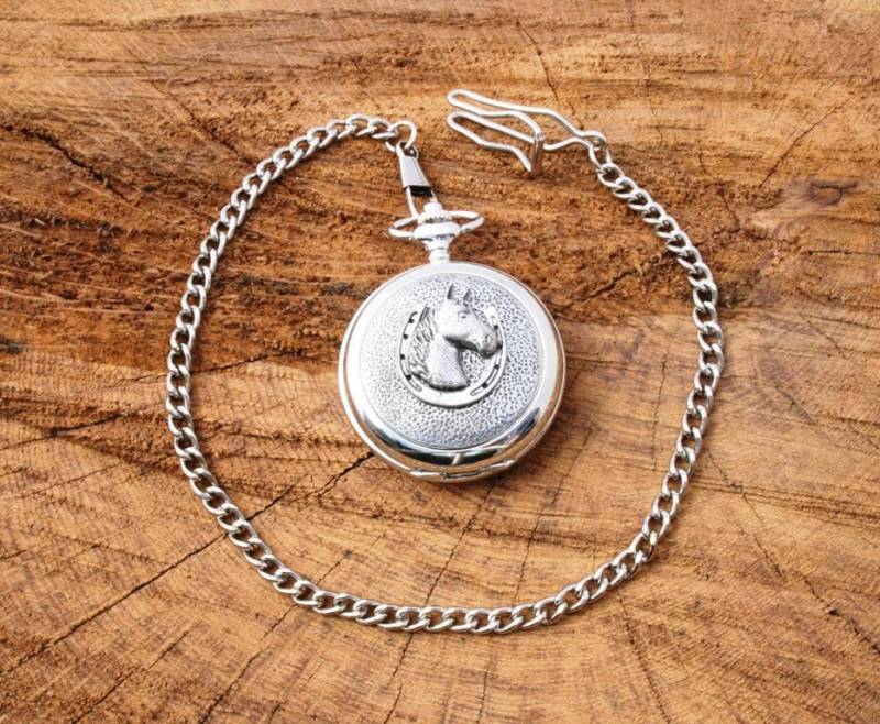 Pferdekopf Im Schuh Taschenuhr Zinn Frei Graviert Vatertag Geschenk Boxed 186 Pw von GamekeepersGifts