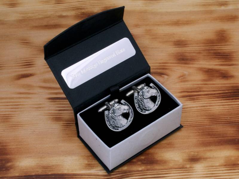 Pferdekopf & Schuh Manschettenknöpfe Zinn Uk Handgemachtes Reiter Vatertagsgeschenk 186 Cu von GamekeepersGifts