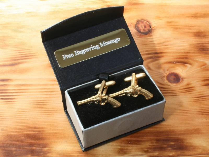 Revolver Vergoldete Manschettenknöpfe Uk Handgemachte Western Wilder Westen Vatertagsgeschenk Custom Box von GamekeepersGifts