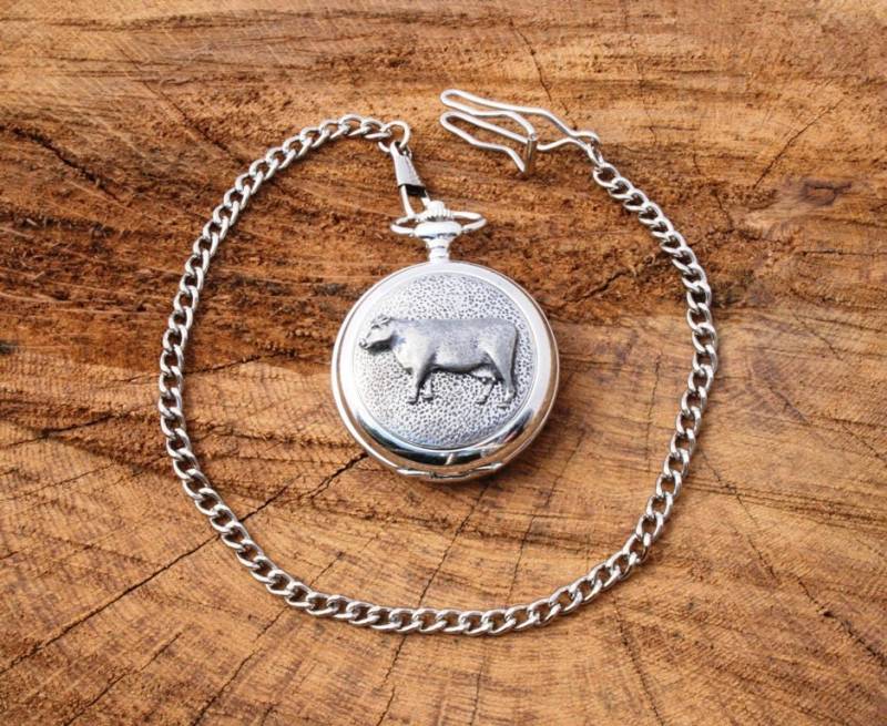 Rinderkuh Taschenuhr Zinn Frei Graviert Vatertag Geschenk Boxed 030 Pw von GamekeepersGifts