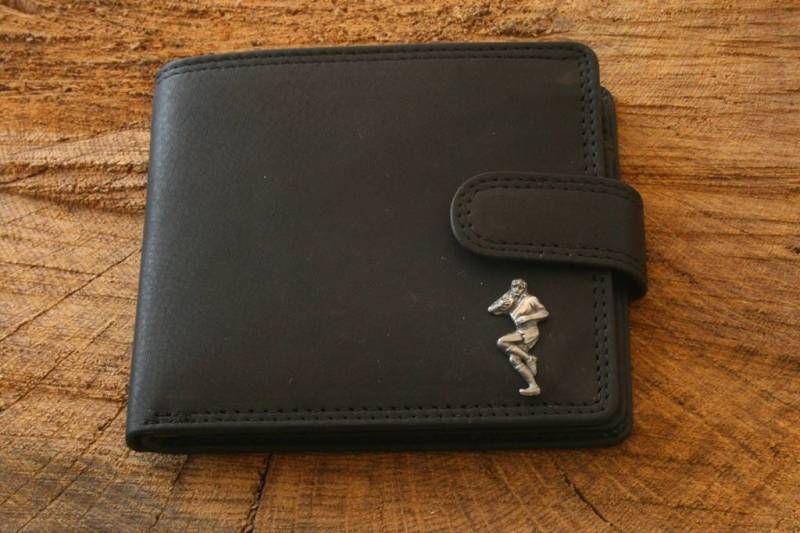 Rugby Spieler Ledergeldbörse Aus Braunem Oder Schwarzem Leder Vatertag Geschenk 306 Wch von GamekeepersGifts