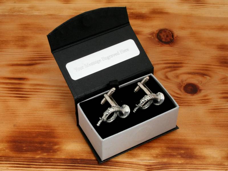 Rundes Horn Manschettenknöpfe Zinn Uk Herren Land Fuchs Jagd Vatertagsgeschenk 304 Cu von GamekeepersGifts