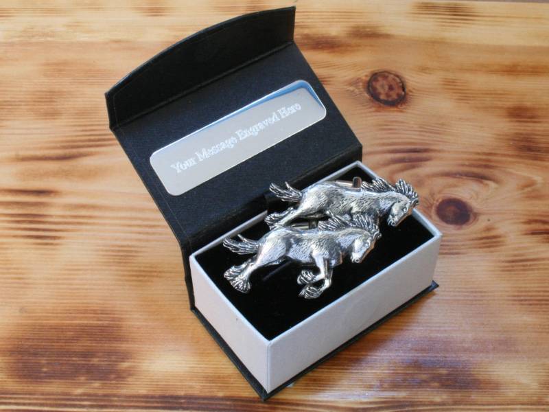 Shire Horse Manschettenknöpfe Zinn Uk Handgemachter Reiter Vatertagsgeschenk 327 Cu von GamekeepersGifts