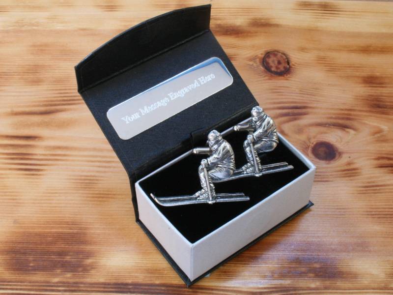 Skifahren Manschettenknöpfe Zinn Uk Handmade Downhill Skier Vatertagsgeschenk 333 Cu von GamekeepersGifts