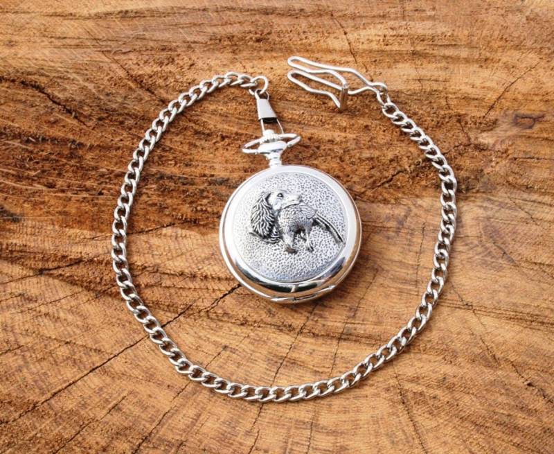 Spaniel Und Fasan Taschenuhr Zinn Frei Graviert Vatertag Geschenk Boxed 338 Pw von GamekeepersGifts
