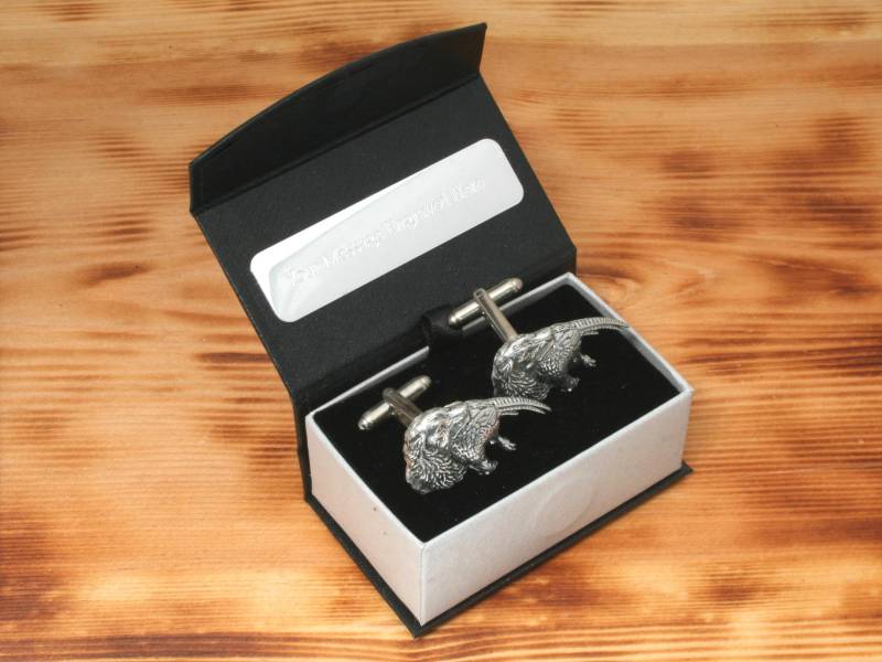 Spaniel & Fasan Manschettenknöpfe Zinn Uk Handgemacht Vatertagsgeschenk 338 Cu von GamekeepersGifts