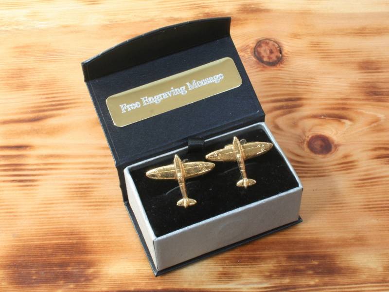 Spitfire Vergoldete Manschettenknöpfe Uk Handmade Ww2 Fighter Pilot Vatertagsgeschenk Custom Box von GamekeepersGifts