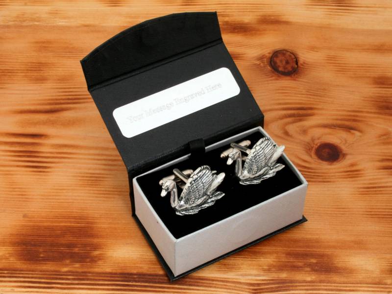 Swan Manschettenknöpfe Zinn Uk Handmade English River Bird Vatertagsgeschenk von GamekeepersGifts