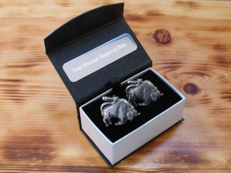 Taurus The Bull Manschettenknöpfe Zinn Uk Handmade Astrologie Starsign Vatertag Geschenk 360 Cu von GamekeepersGifts