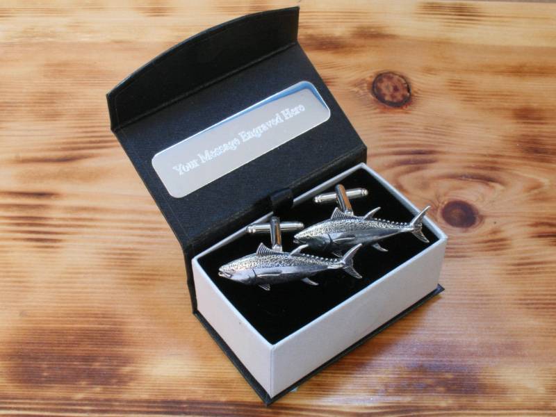 Tuna Fisch Manschettenknöpfe Zinn Uk Handgemacht Marine Sealife Angeln Vatertagsgeschenk 379 Cu von GamekeepersGifts