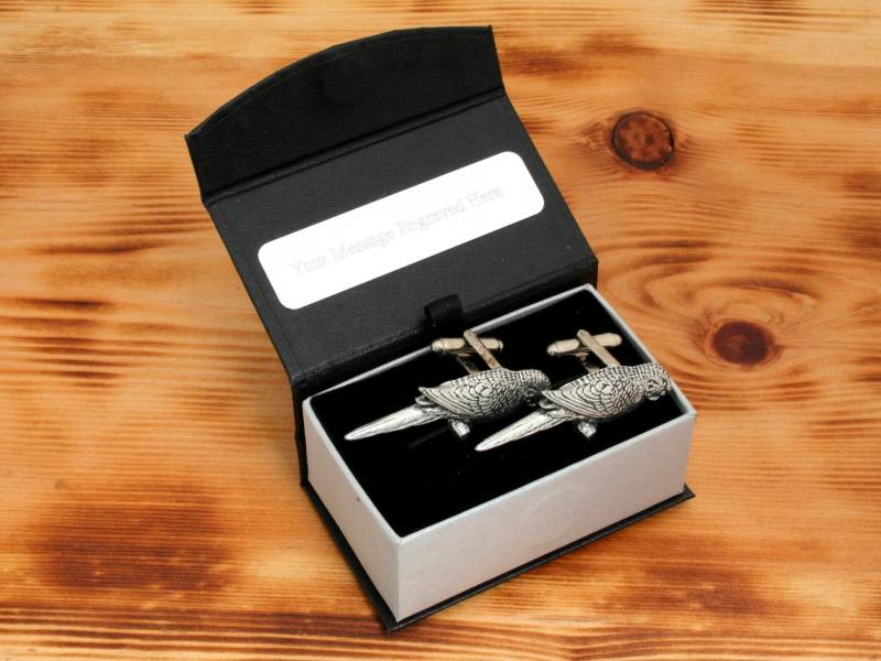 Wellensittich Manschettenknöpfe Zinn Uk Handmade Wildlife Papagei Vatertagsgeschenk 045 Cu von GamekeepersGifts