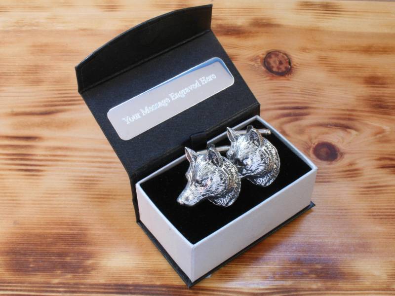 Werwolf Kopf Manschettenknöpfe Zinn Uk Handmade Wildlife Coyote Vatertagsgeschenk 400 Cu von GamekeepersGifts