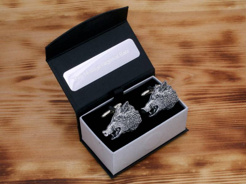 Wildschwein Hog Head Manschettenknöpfe Zinn Uk Handmade Vatertag Geschenk 034 Cu von GamekeepersGifts