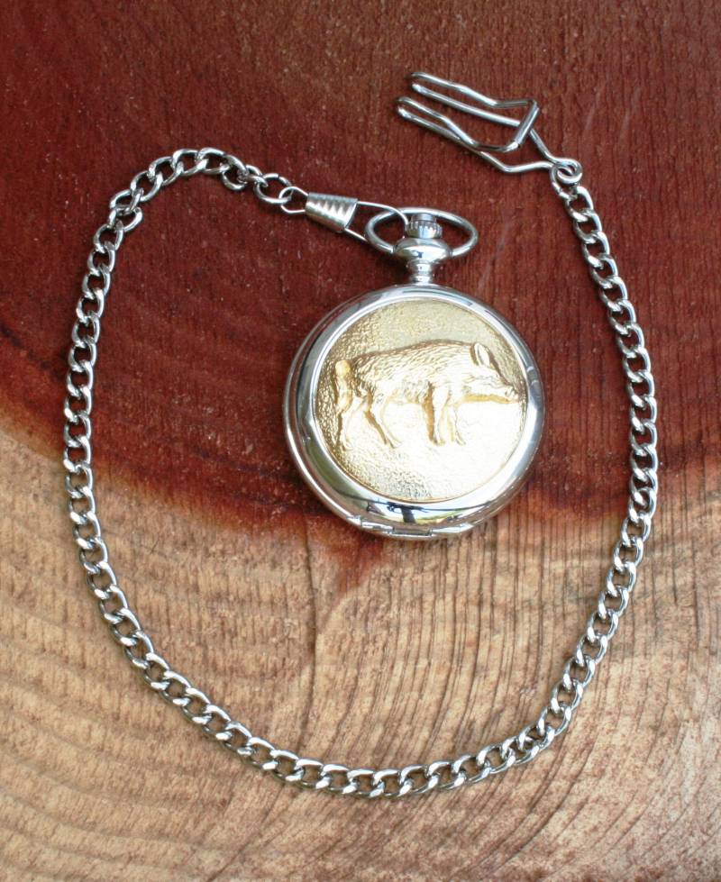 Wildschwein Taschenuhr Vergoldet Vatertagsgeschenk Boxed Personalisierte Kostenlose Gravur Jagt 035 Pw von GamekeepersGifts